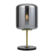 Korova Table Lamp, Black Marble, Black, Brass, Smoke Glass