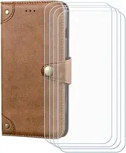 LCEHTOGYE Cover for Cubot Note 50 + 4 Slice HD Tempered Glass,Shell BracketBumper Protective Back Case - Anti-Scratch Screen Protector for Cubot Note 50 - HZLD -Brown