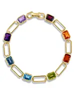 Bloomingdale's Fine Collection Multi Gemstone Paperclip Link Chain Bracelet in 14K Yellow Gold