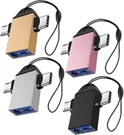 KICHOUSE 4pcs Universal Micro USB OTG Adapter Mini USB C Converter Plug Data Transfer for Charging Data Syncing Phones Tablets Accessories