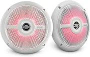 DS18 NXL-6SL/WH White Marine Slim Speaker – 6.5", 2-Way, 100W Max, 25W RMS, 100% UV Stable, IP65 Marine Grade Specs, 4 Ohms, Integrated RGB LED Lighting - for All Elements, UTV, ATV & Jeeps (Pair)