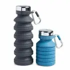 Joie MSC Collapsible Silicone Water Bottle On The Go BPA-Free Blue & Gray 16 Oz