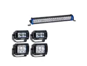 Kings 20" Double Row Light Bar 11,010 Lumens - 1 Lux @ 545 m IP67 + 2x 3.3" Work light + 2x 4.4" Work light