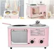 Breakfast Maker Small Breakfast Machine Four in One Toaster Household Toast Sandwich Machine Frying Pan Mini Oven Coffee Maker for Home Two Colors are Available Pink (Color : Blue)
