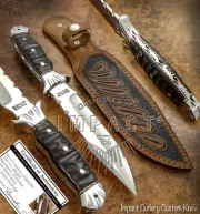 IMPACT CUTLERY RARE CUSTOM D2 FULL TANG BUSHCRAFT SKINNING KNIFE MICARTA HANDLE