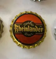 cap crown RHEINLANDER BEER can bottle flat cone top ale tin SEATTLE CORK label!