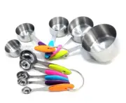 Stainless Steel Measuring Cups & Spoons with Silicone Handle 10 Pieces
