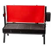 Mini Spit Roaster Charcoal BBQ - Red 3v Motor - Flaming Coals