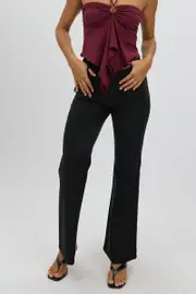 Black Low Rise Flare Pants - Size 12M, Women's Work Pant