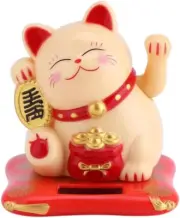 Lucky Cat, Solar Powered Cute Waving Cat, Maneki Neko Waving Arm for Fortune Mon