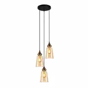 CLA LIGHTING Jerez 3 Ellipse Glass Pendant Lights - Round Base - Bronze/Amber