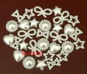 White -- 50 Pieces Mixed flat back Faux Pearls Beads DIY Crafts Nail Art