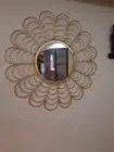Metal Gold Rattan Style Deco Vintage Antique Handmade Round Big Wall Art Mirror