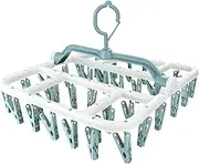 Sock Dryer, Sock Drying Rack with 40 Pegs Laundry Drip Hanger, Foldable Indoor Hanging Dryer with Windproof Hook Clips Drying Rack for Socks Underwear Shoe Insoles Baby Clothes Gloves Hats(Blue)