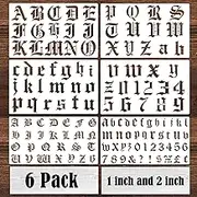 6 Pcs Old English Stencil 2 Inch Letters Number Template Reusable Gothic Calligraphy Stencils Letters for Painting Drawing Cutting Lettering on Wood Vinyl DIY Crafts Scrapbook (Old English)
