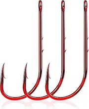 FishTrip Baitholder Hooks Fishing Offset- 100pcs Bait Holder Fish Hook Double Barbed/Long Shank/Closed Eye/Red for Fishing Rigs Freshwater Saltwater