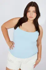 Blue Singlet Top Scoop Neck Supersoft