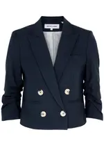 Veronica Beard Xenia Cropped Woven Blazer - Navy - 4 (UK8 / S) 4 (UK8 / S)
