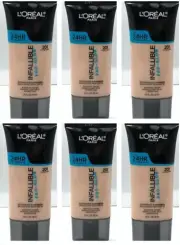 6 X L'Oreal Infallible ProGlow Radiant Finish 201 Classic Ivory Foundation SPF15