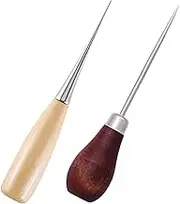 Beatifufu Leather Punch Awl Tool Wooden Handle Scratch Awl for Bookbinding Diy Leather Crafting