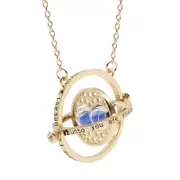 Nevenka Time Hourglass Necklace Alloy Rotating Time Turner Pendant-Blue