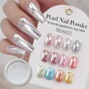 Magic Mirror Nail Powder Pearl Pigment White Nail Glitter Dust Chrome Auroras ✯