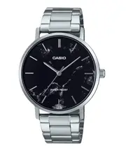Casio Stainless Steel Marble Inspired Black Dial Quartz MTP-VT01DM-1A Mens Watch