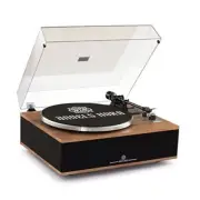 Vinyl Record Player, Bluetooth Turntable with Built in Speakers Walnut Wood