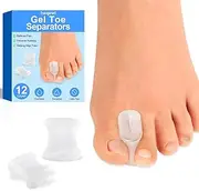 12 Pack Gel Toe Separators, Bunion Toe Spacers for Straightening Overlapping Toes, Hammertoe Corrector, Soft Silicone Bunion Pads for Women Men Toe Pain Relief (Clear)