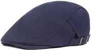 [KorhLeoh] Men Newsboy Cap Adjustable Cotton Cabbie Driving Cap Flat Hunting Hat Beret Hat for Men Women (M-L)