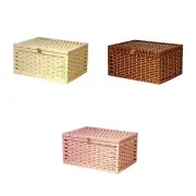 Storage Basket with Lid Handwoven Shelf Basket Bin for Desktop Home Snack