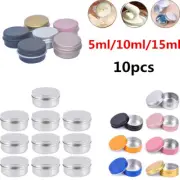 10X 5-15ML Aluminum Empty Cosmetic Pot Lip Balm Wax Jar Tin Silver Container BOX