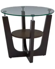 Progressive Furniture Four-Points Round Glass Top End Table