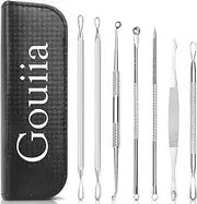 Gouiia Blackhead Remover Tool Pimple Popper Tool Kit Blackhead Extractor for Face Nose Acne Whitehead Pores Blemish Fat Granules,Stainless Steel Pimples Comedone Extractor 7PCS（Silver）