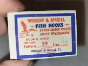 NOS Wright & McGill #12 Round Bend Pattern 59 Fish Hooks in Box 100 Pieces
