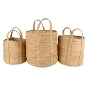 3pc Maine & Crawford Henna Jute 25/30/35cm Basket Storage/Shopping Bag Natural