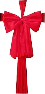 [harayaa] Christmas Organza Door Bow Front Door Red Bow Knot Door Hanging Large Bow for Cabinet Mantel Fireplace Party Supplies