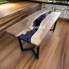 Black Solid Epoxy Dining Table Top Resin Wooden Side Counter Top Furniture Decor