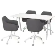 TROTTEN / TOSSBERG conference table and chairs, white/dark grey, 160x80 cm