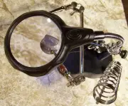 2 LED HELPING HAND HOLDER with MAGNIFIER and CLAMP 3rd hand help jewelry coin