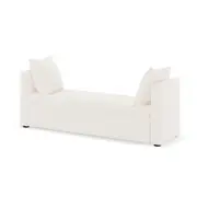 Zamira 151cm Boucle Storage Bench with Throw Pillows Cream White