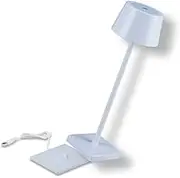 Daco Plus LED Table Lamp, Cordless, Rechargeable, Touch Dimmable, Indoor-Outdoor, Upgraded Contact Charging Base (White)