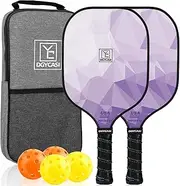 Pickleball Paddles Set of 2, 2024 USAPA Approved, Carbon Fiber Surface (CHS), Polypropylene Honeycomb Core, Anti-Slip Sweat-Absorbing Grip, 4 Pickleball, Portable Carry Bag