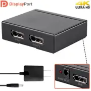 1x2 1 In 2 Out DisplayPort 1.2a Splitter Video 4K 60Hz 21.6Gbps 3D MST HBR2 GTC