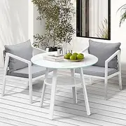 Livsip Outdoor Dining Setting Lounge Chair Patio Furniture Bistro Set 3PCS White