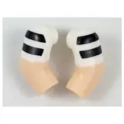 LEGO - (2) Light Nougat Minifigure Arms, White Sleeves & Black Stripes (1 Pair)