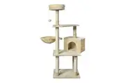 Pawz Cat Tree Scratching Post Tower w/ Condo House 130CM Cream