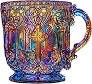 Colored Drinking Glasses - Portable Religious Art Mug | Reusable Vintage Colored Glassware | 400ml Drinkware for Juice Whiskey Tea Wine Beverage Kitchen Dinner Pool Party Picnic Camping