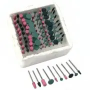 100 Pc Mounted Grinding Stones Lapidary Craft Hobby Rotary Tools 2.8mm Shank