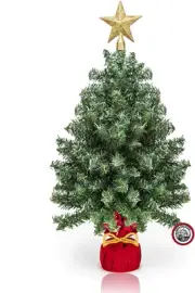 18" Mini Christmas Tree with Bonus Star Treetop - Small Miniature Tabletop Artif